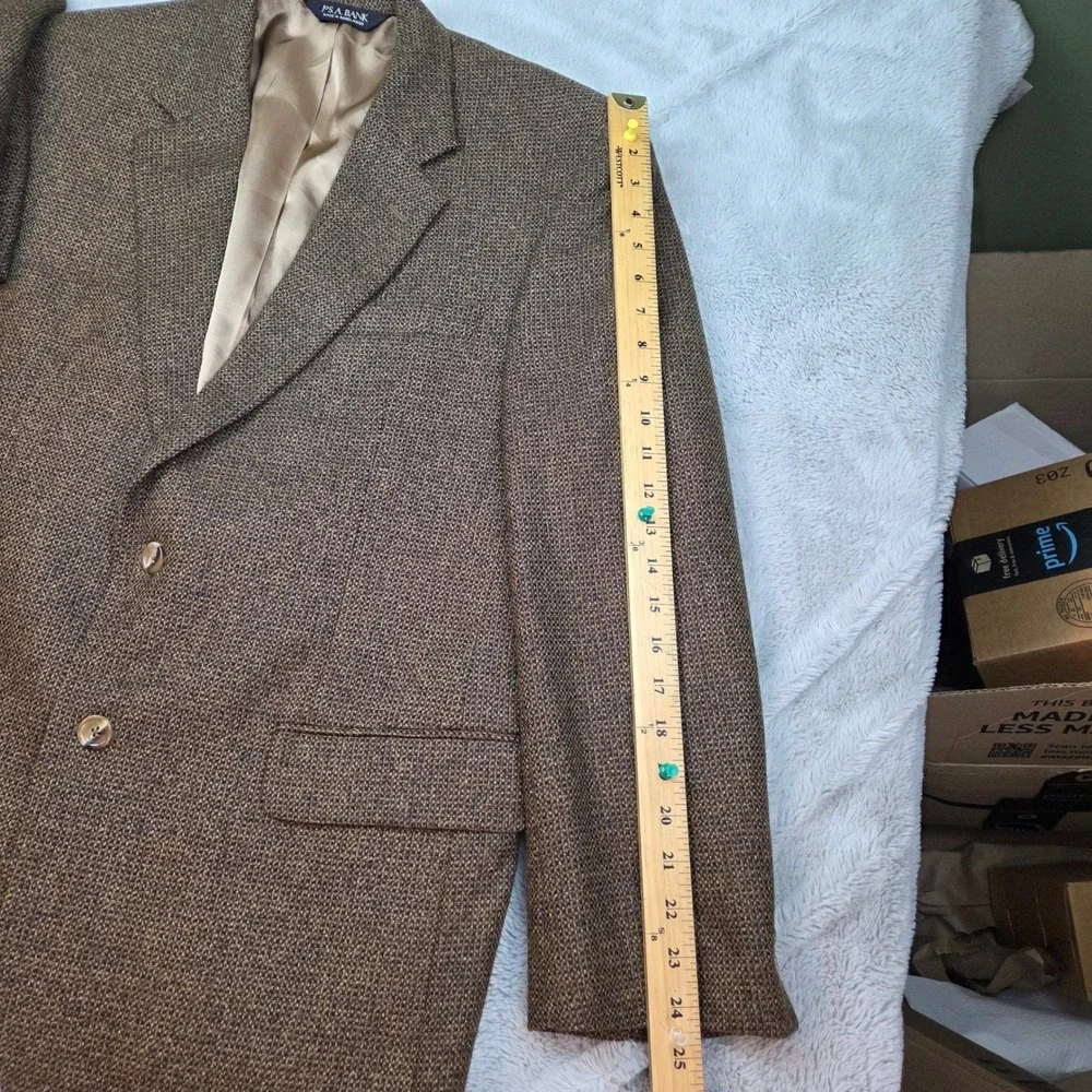 Jos. A. Bank Lambswool Cashmere Sport‎ Coat Mens 43R 2-Button Tweed Blazer Brown